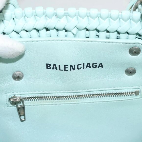 BALENCIAGA Hand Bag Vinyl 2way Green Silver Auth - Picture 13 of 16